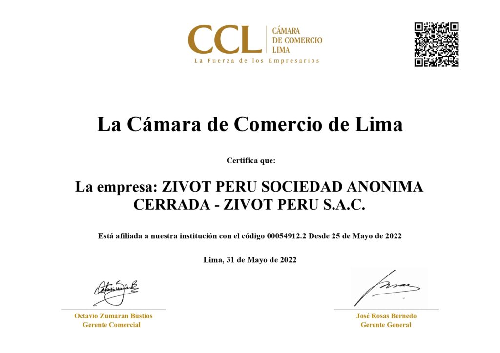 ZIVOT PERÚ se une a la Cámara de Comercio de Lima